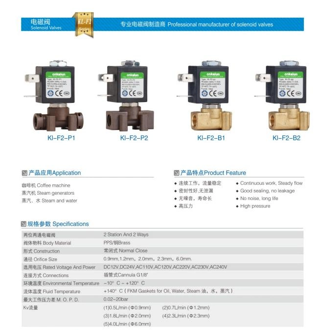 Cnkalun Kl-F2 Brass Normal Closed AC240V 2 Ways Solenoid Valve