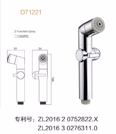 Sanitary Ware Square Brass Portable Bathroom Bidet Faucet Handheld Toliet Bidet Sprayer Kit