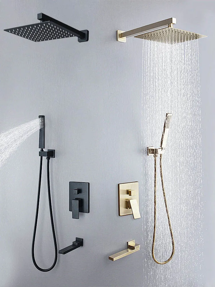 Bathroom Black Space Aluminum Shower Set Faucet with Toilet Sprayer