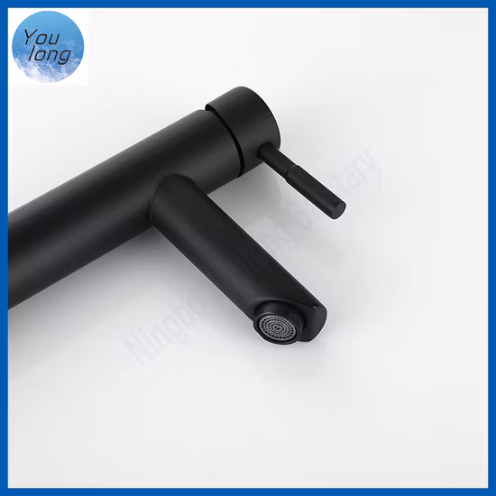 Torneira misturadora de água quente e fria antiga 304 em aço inoxidável preto fosco para pia de banheiro